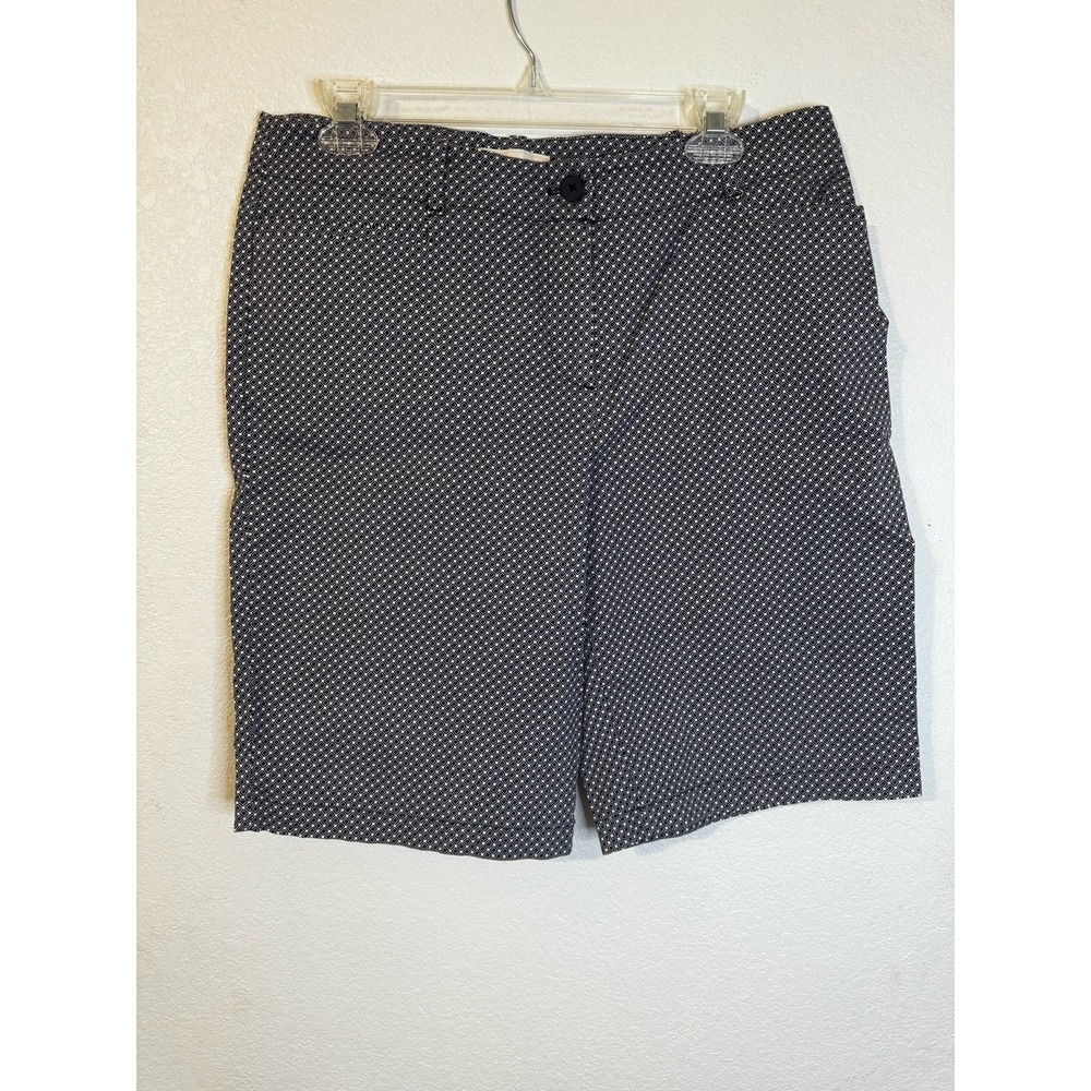 Talbots Womens Shorts Size 10 Black White Geometric Print Casual Bermuda‎